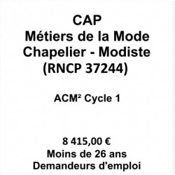 CAP Métiers de la Mode Chapelier - Modiste (RNCP 37244)