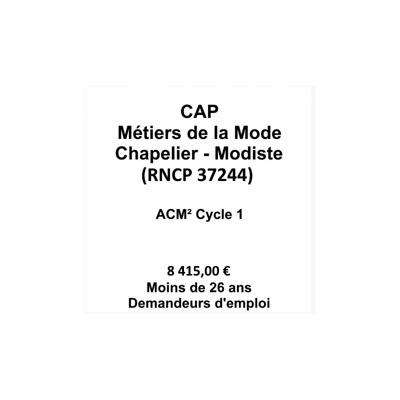 CAP Métiers de la Mode Chapelier - Modiste (RNCP 37244)