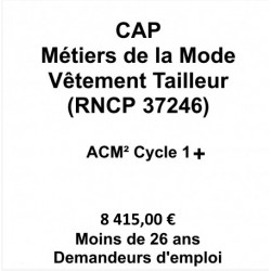 CAP Métiers de la Mode Vêtement Tailleur (RNCP37246)